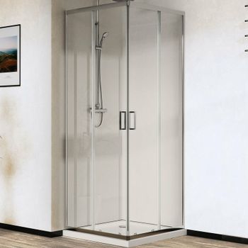 Душевой уголок Vincea City 80х80 VSS-5CT800CL профиль Хром стекло прозрачное — фото 1, Квадратные душевые уголки