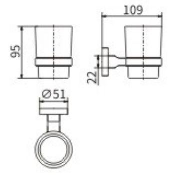 Стакан для зубных щеток CeramaLux Quadro 61902 Хром — фото 2, Стаканы для зубных щеток