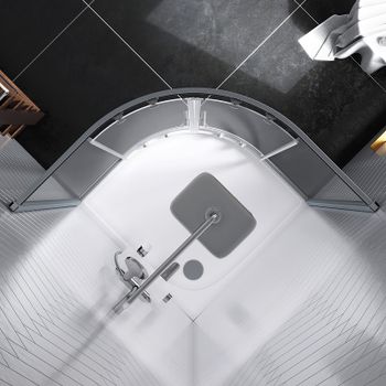 Душевой уголок Damixa Skyline 90x90 DX35WG-301-090MT профиль Хром матовый стекло прозрачное — фото 4, Душевые уголки четверть круга