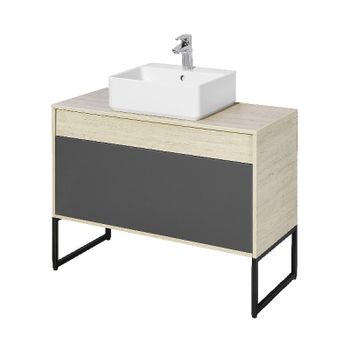 Тумба под раковину Aquaton Лофт Урбан 100 1A247701LQX60 подвесная Cерый графит Дуб орегон — фото 11, Тумбы под раковину