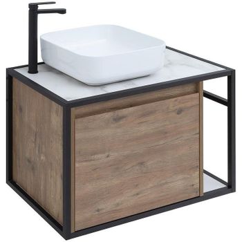 Тумба под раковину Aquanet Nova Lite Loft 75L 261658 подвесная Дуб рустикальный — фото 6, Тумбы под раковину