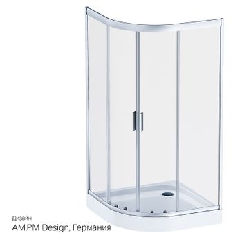 Душевой уголок AM.PM Gem W90G-401-100WT Профиль матовый хром, стекло прозрачное — фото 8, Душевые уголки четверть круга