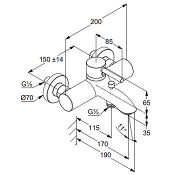 Смеситель для ванны Kludi Bozz 386913976 Черный — фото 2, Смеситель для ванны