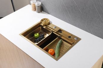 Кухонная мойка Abber Wasser Kreis 68 AF2194G Золото матовое — фото 4, Кухонные мойки