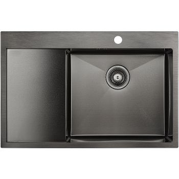 Кухонная мойка Paulmark Kroner 78F R PM217851-GMR Вороненая сталь — фото 1, Кухонные мойки