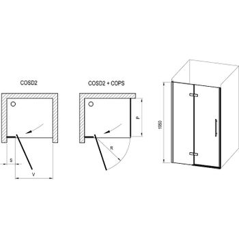 Душевая дверь Ravak Cool COSD2-100 X0VVAC300Z1 профиль Черный стекло Transparent — фото 5, Распашные душевые двери