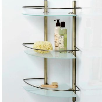 Стеклянная полка WasserKRAFT Exter K-3533 угловая Светлая бронза — фото 2, Полки для ванной и душа