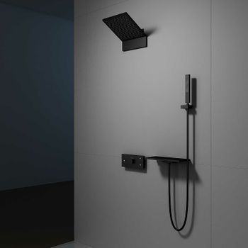 Душевая система Vincea Futura VSFW-2F11TMB с термостатом Черная матовая — фото 3, Встраиваемые душевые комплекты