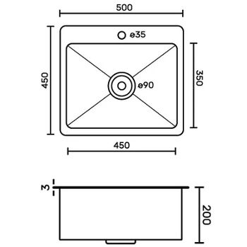 Кухонная мойка Fabia 50х45 50453 Сатин — фото 9, Кухонные мойки