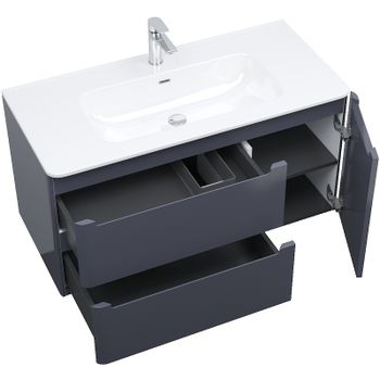 Тумба с раковиной Iddis Edifice 100 EDI10D0i95K подвесная Темно-серая — фото 3, Тумбы с раковиной