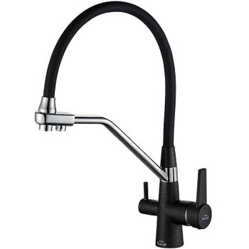 Смеситель для кухни ZorG Steel Hammer SH 903-6 BLACK CR Черный матовый Хром — фото 1, Смесители для кухни