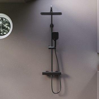 Душевая система Damixa Gala 953800300 с термостатом Черная матовая — фото 3, Душевые стойки