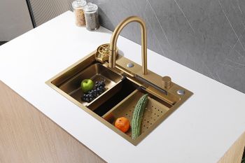 Кухонная мойка Abber Wasser Kreis 68 AF2194G Золото матовое — фото 3, Кухонные мойки