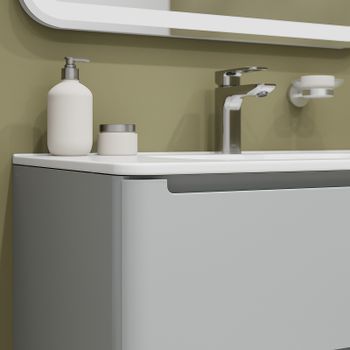 Тумба с раковиной Iddis Edifice 80 EDI80L0i95K подвесная Светло-серая — фото 8, Тумбы с раковиной