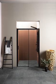 Душевая дверь Aquanet Pleasure AE60-N-160H200U-BT 160 273600 профиль Черный матовый стекло прозрачное — фото 4, Раздвижные душевые двери