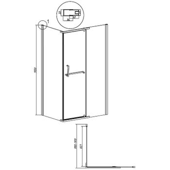 Душевая стенка Grossman Pragma 90 200.K33.03.90.21.02 профиль Черный матовый стекло шиншилла — фото 5, Боковые стенки