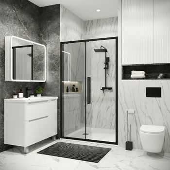 Душевая дверь Grossman Cosmo 120 100.K33.02.120.21.00 профиль Черный матовый стекло прозрачное — фото 4, Раздвижные душевые двери