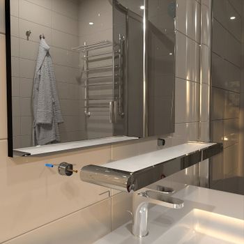 Стеклянная полка Altasan Лотос ЛТ70Х Хром — фото 5, Полки для ванной и душа