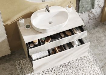 Тумба под раковину Aquaton Марбл 100 1A276301MH4C0 подвесная Слэйт Белый матовый — фото 20, Тумбы под раковину