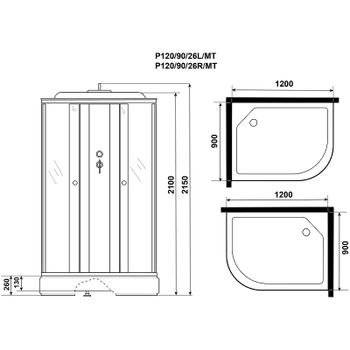 Душевая кабина Niagara Promo 120x90 R P120/90/26R/MT без гидромассажа — фото 12, Душевые кабины