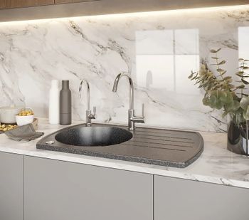 Кухонная мойка Domaci Бьелла DMC-23 GWS-23-308 Черная — фото 5, Кухонные мойки