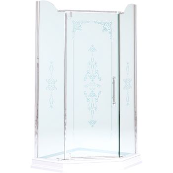 Душевой уголок Migliore Diadema Penta 90x90 24163 профиль Хром стекло прозрачное с декором — фото 1, Душевые уголки трапеция