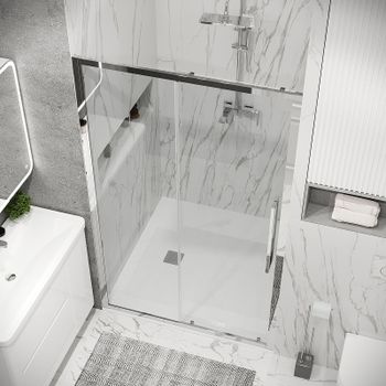 Душевая дверь Grossman Cosmo 100 100.K33.02.100.10.00 профиль Хром стекло прозрачное — фото 4, Раздвижные душевые двери