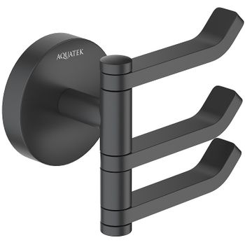 Тройной крючок Aquatek Бетта AQ4632MB Черный матовый — фото 1, Крючки для полотенец