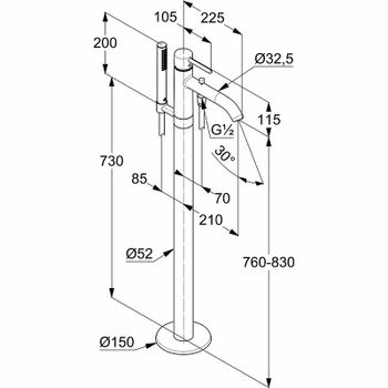 Смеситель для ванны Kludi Bozz 385900576 Хром — фото 3, Смесители напольные
