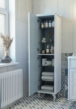 Шкаф пенал Caprigo Borgo 40 L 33450L-В231 Белый матовый — фото 2, Пеналы для ванной комнаты