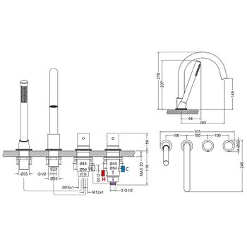 Смеситель на борт ванны Timo Saona 2330/17Y с термостатом Золото матовое — фото 3, Смесители на борт ванны