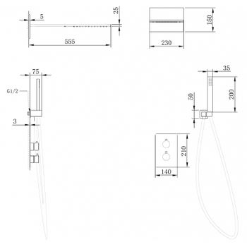 Душевая система Abber Weiss Insel AF8052W с термостатом Белая — фото 3, Встраиваемые душевые комплекты