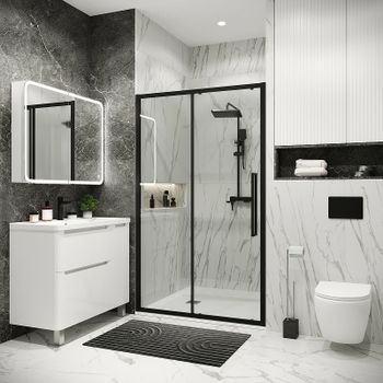 Душевая дверь Grossman Cosmo 120 100.K33.02.120.21.00 профиль Черный матовый стекло прозрачное — фото 3, Раздвижные душевые двери