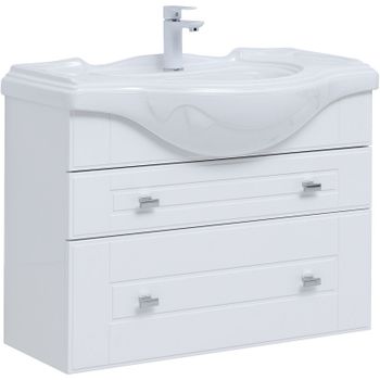 Тумба под раковину Aquanet Рондо 85 304289 подвесная Белый глянец — фото 1, Тумбы под раковину