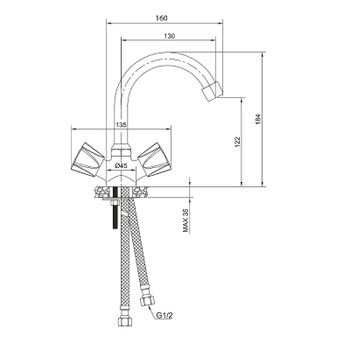 Смеситель для раковины Olive's Catalona 23110CT Хром — фото 3, Смесители для раковины