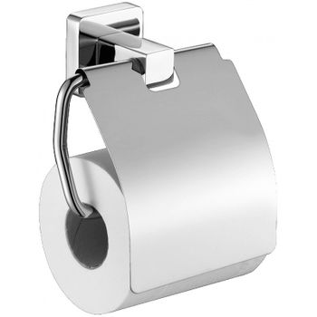 Держатель туалетной бумаги CeramaLux Quadro 61907 с крышкой Хром — фото 1, Держатели туалетной бумаги