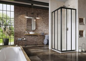 Душевая дверь Ravak Supernova ASRV3-90 198 15V703R2Z1 профиль Черный стекло Transparent — фото 2, Раздвижные душевые двери