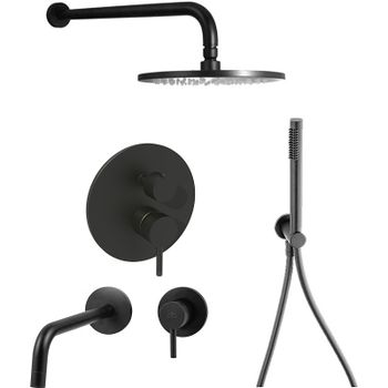 Комплект смесителей Paffoni Light KITLIG018NO006 Черный матовый — фото 1, Готовые комплекты для ванной комнаты