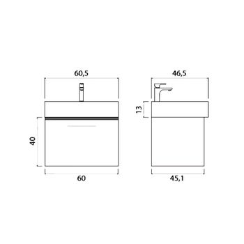 Тумба под раковину Creto Milano 60 5-1376SO подвесная Sorano — фото 4, Тумбы под раковину
