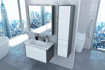 Тумба под раковину Roca Ronda 80 ZRU9302965 подвесная Белый глянец Антрацит — фото 7, Тумбы под раковину