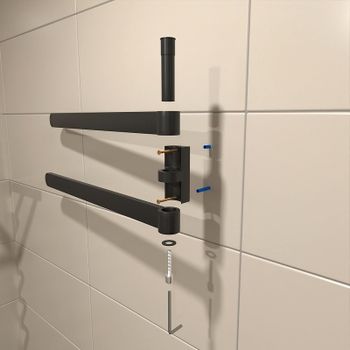 Полотенцедержатель Altasan Лотос ЛТ61ЧМ двойной поворотный Черный матовый — фото 4, Полотенцедержатели