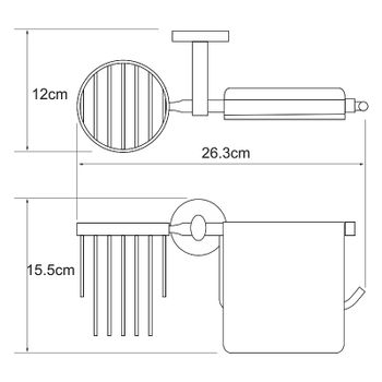Держатель туалетной бумаги и освежителя воздуха WasserKRAFT Rhein K-6259 с крышкой Хром — фото 3, Держатели туалетной бумаги