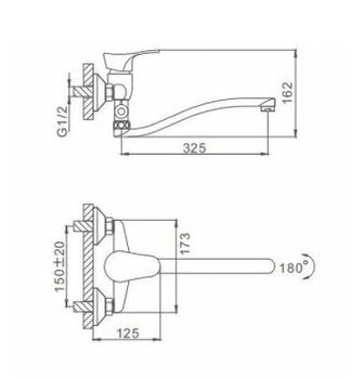 Смеситель для ванны Frap H14 F2114-B универсальный Хром — фото 3, Смеситель для ванны