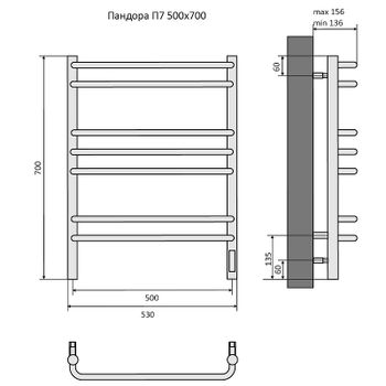 Электрический полотенцесушитель Aquatek Пандора П7 500x700 AQ EL RPC0770BL Черный муар — фото 18, Электрические полотенцесушители