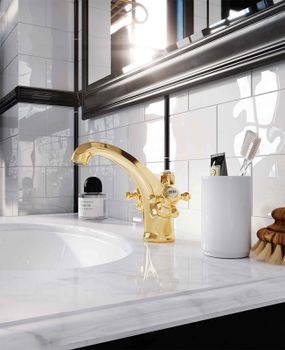 Смеситель для раковины Kludi Adlon 510104520 Золото 23 карат — фото 6, Смесители для раковины