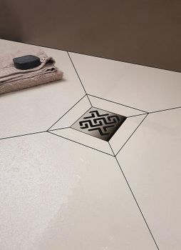 Душевой трап Berges Zentrum Antik 150x150 090365 с решеткой Хром матовый — фото 3, Трапы для душа