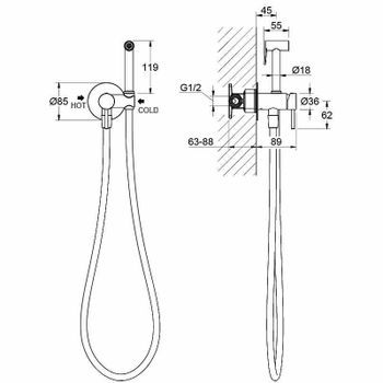 Гигиенический душ со смесителем Aquatek Европа AQ1021MB Черный матовый — фото 5, Гигиенические души