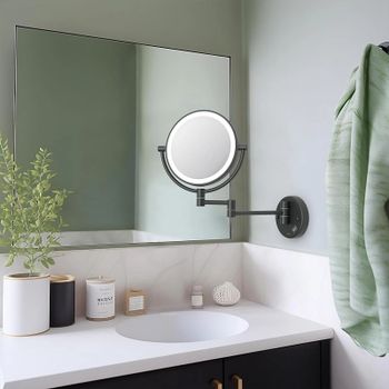 Косметическое зеркало Aquatek AQ4912MB с подсветкой Черное матовое — фото 6, Косметические зеркала