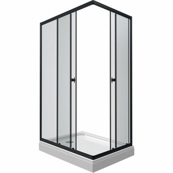 Душевой уголок Triton Вента-Блэк 100х80 Щ0000057855 профиль Черный стекло прозрачное — фото 1, Прямоугольные душевые уголки