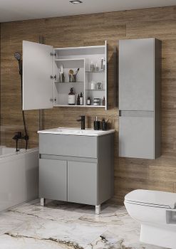 Тумба под раковину Aquaton Форест 75 1A278301FR4D0 Туманный серый — фото 7, Тумбы под раковину